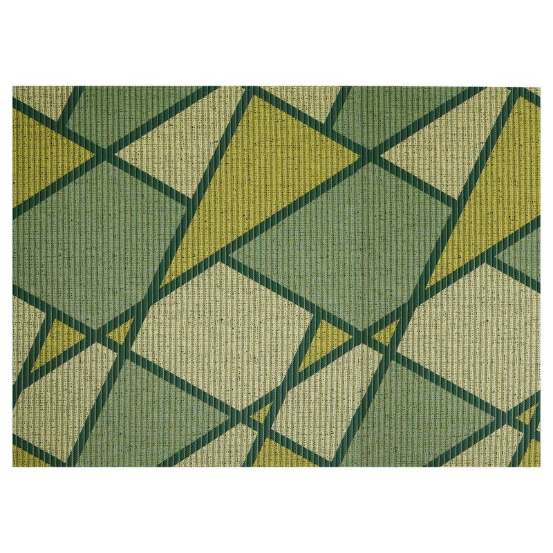 Dundee Deco Geometric Bathroom Mat 35" x 26" Green Waterproof NonSlip Quick Dry Rug Bed